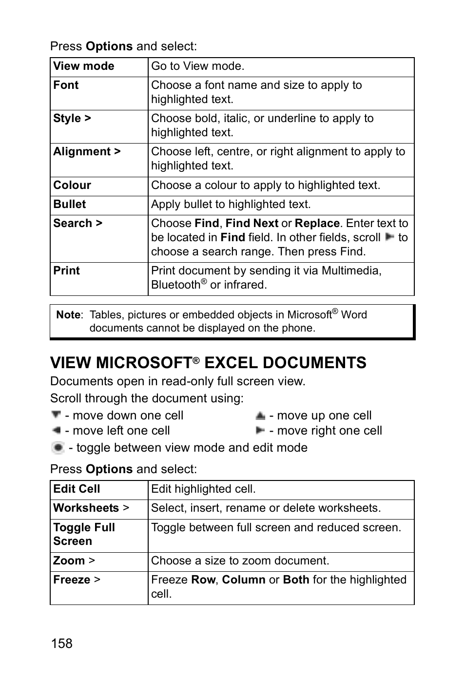 View microsoft, Excel documents | Panasonic EB-X700 User Manual | Page 161 / 179
