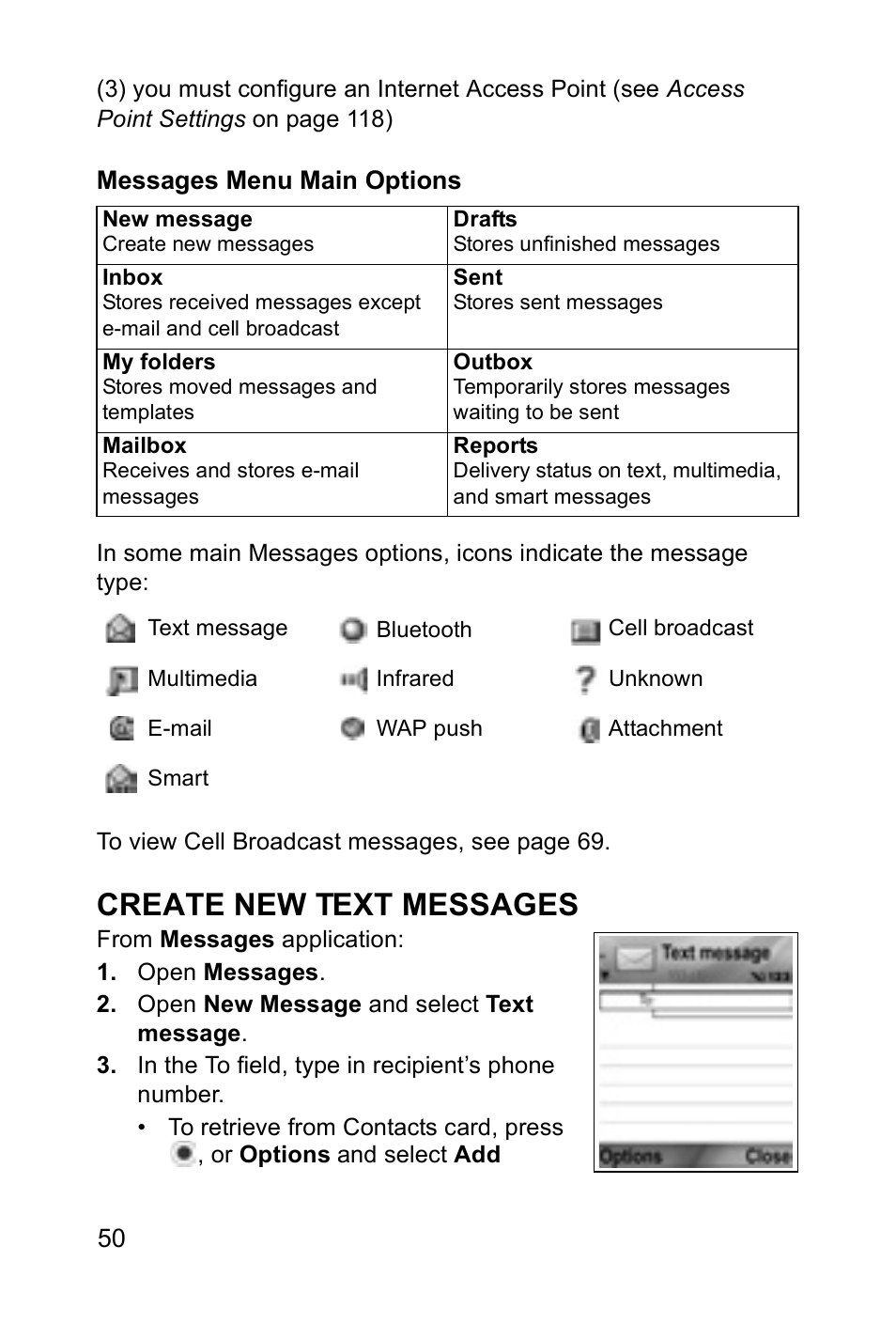 Create new text messages | Panasonic EB-X700 User Manual | Page 53 / 179
