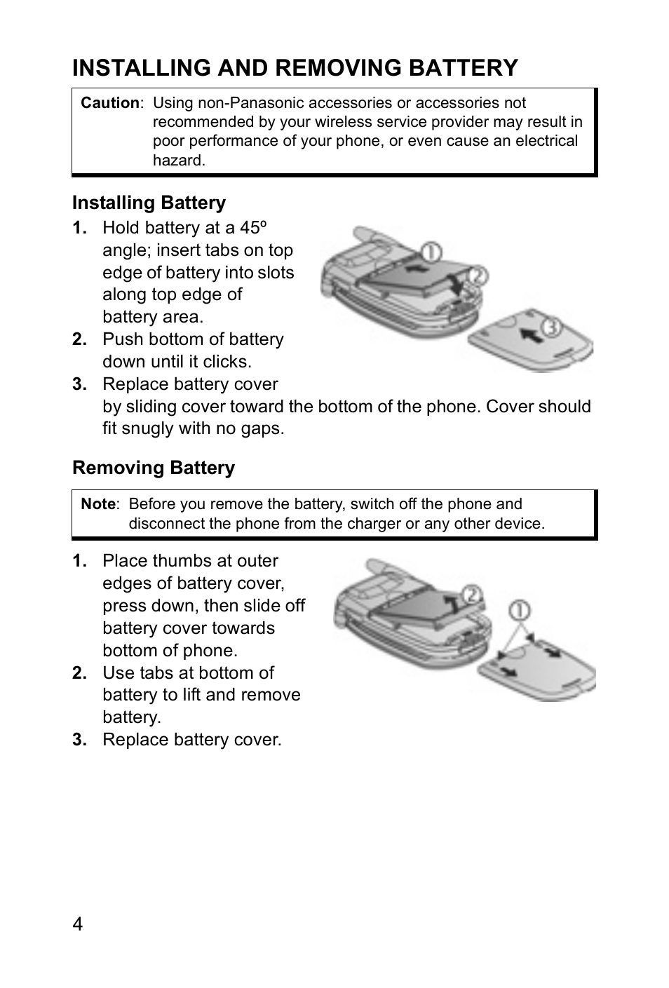 Installing and removing battery | Panasonic EB-X700 User Manual | Page 7 / 179