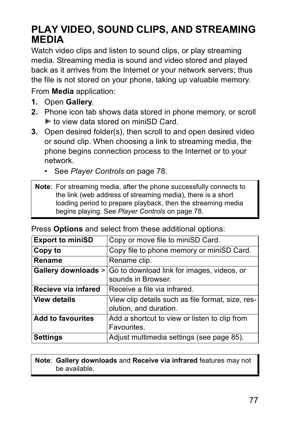 Play video, sound clips, and streaming media | Panasonic EB-X700 User Manual | Page 80 / 179