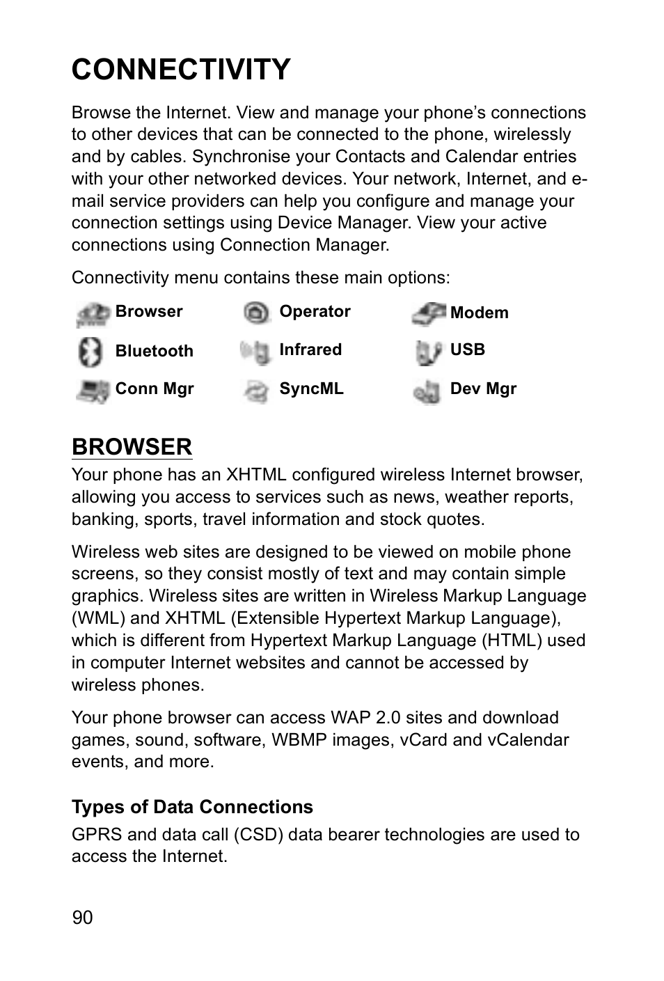Connectivity, Browser | Panasonic EB-X700 User Manual | Page 93 / 179