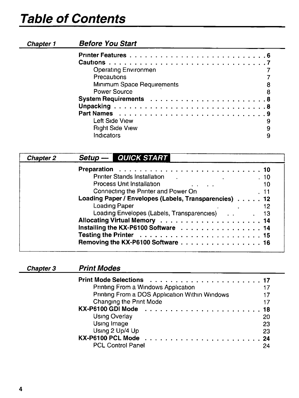 Panasonic KX-P6100 User Manual | Page 4 / 44