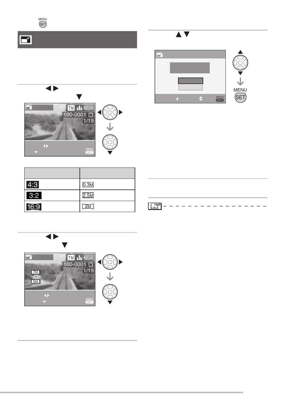 Resize, 2 press w / q to select the size and then press r, 4 press [menu/set] twice to close the menu | Panasonic DMC-LS75 User Manual | Page 79 / 112