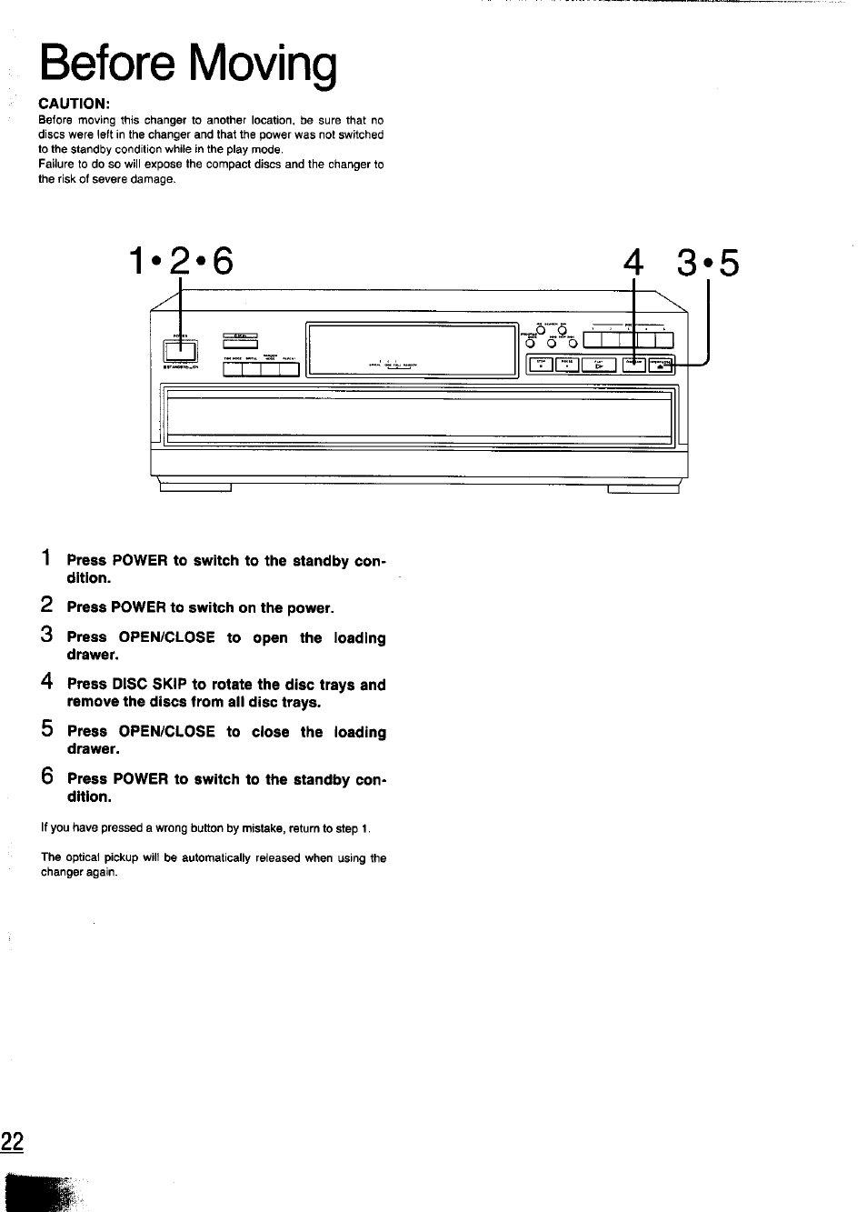 Before moving | Panasonic SL-PD347 User Manual | Page 22 / 24