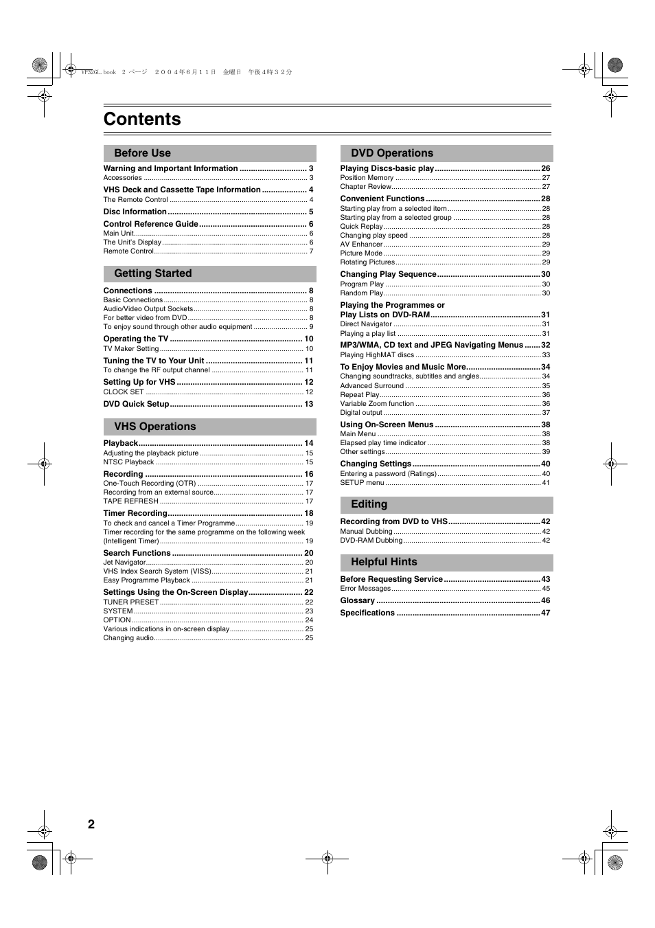 Panasonic NV-VP32 User Manual | Page 2 / 48