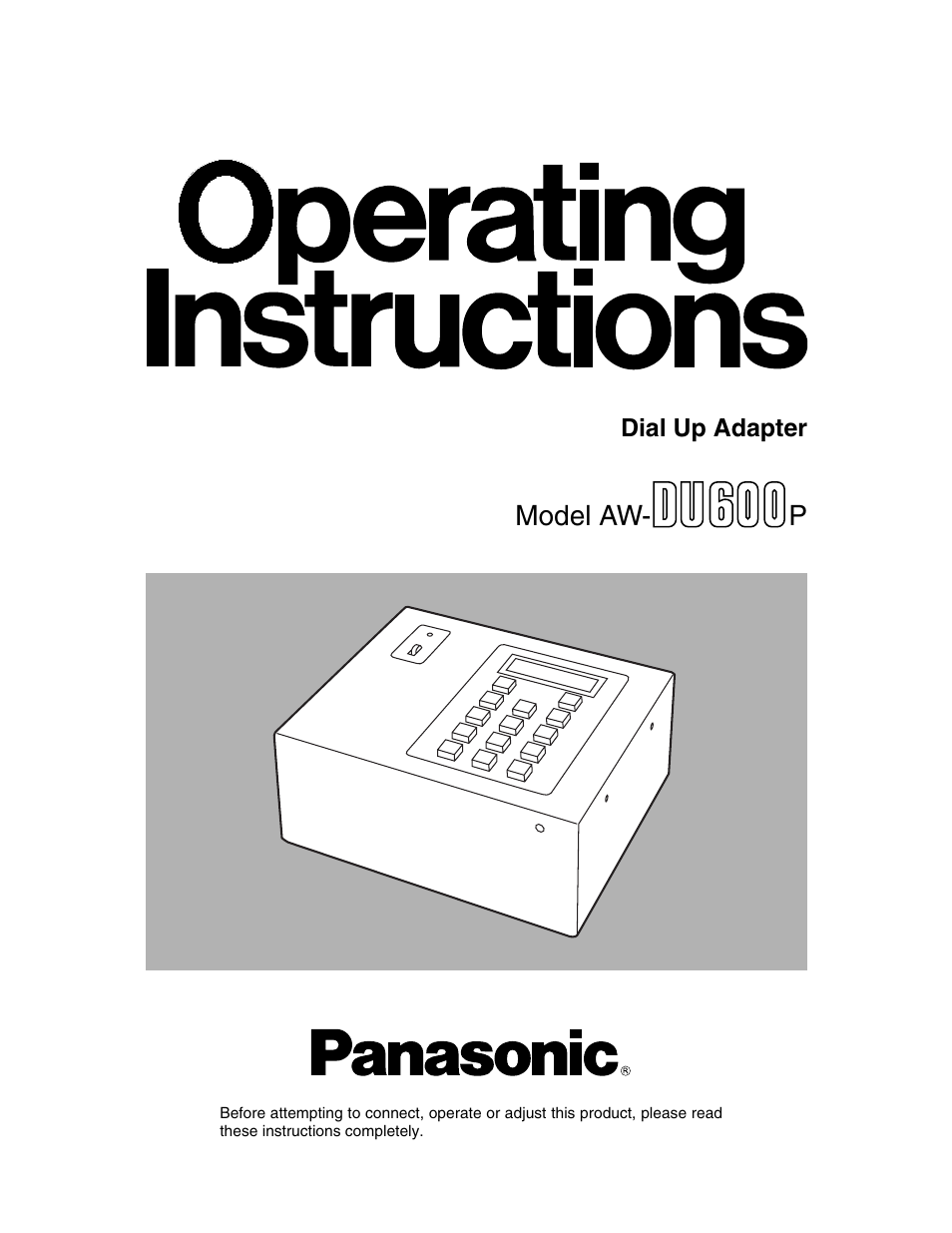 Panasonic AW-DU600 User Manual | 24 pages