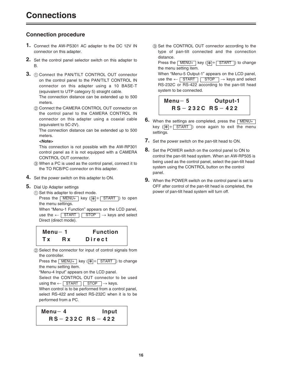 Connections | Panasonic AW-DU600 User Manual | Page 16 / 24