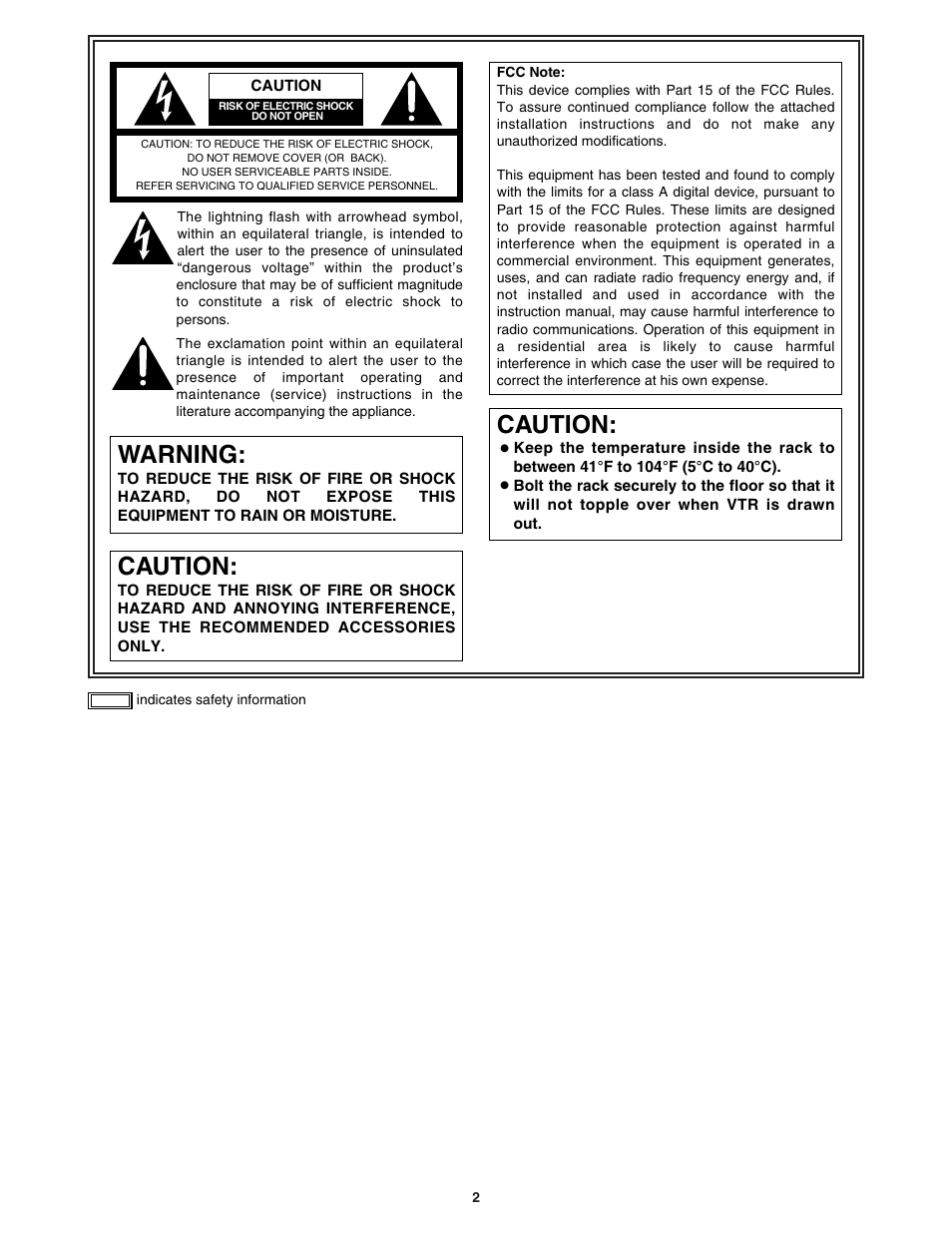 Warning, Caution | Panasonic AW-DU600 User Manual | Page 2 / 24