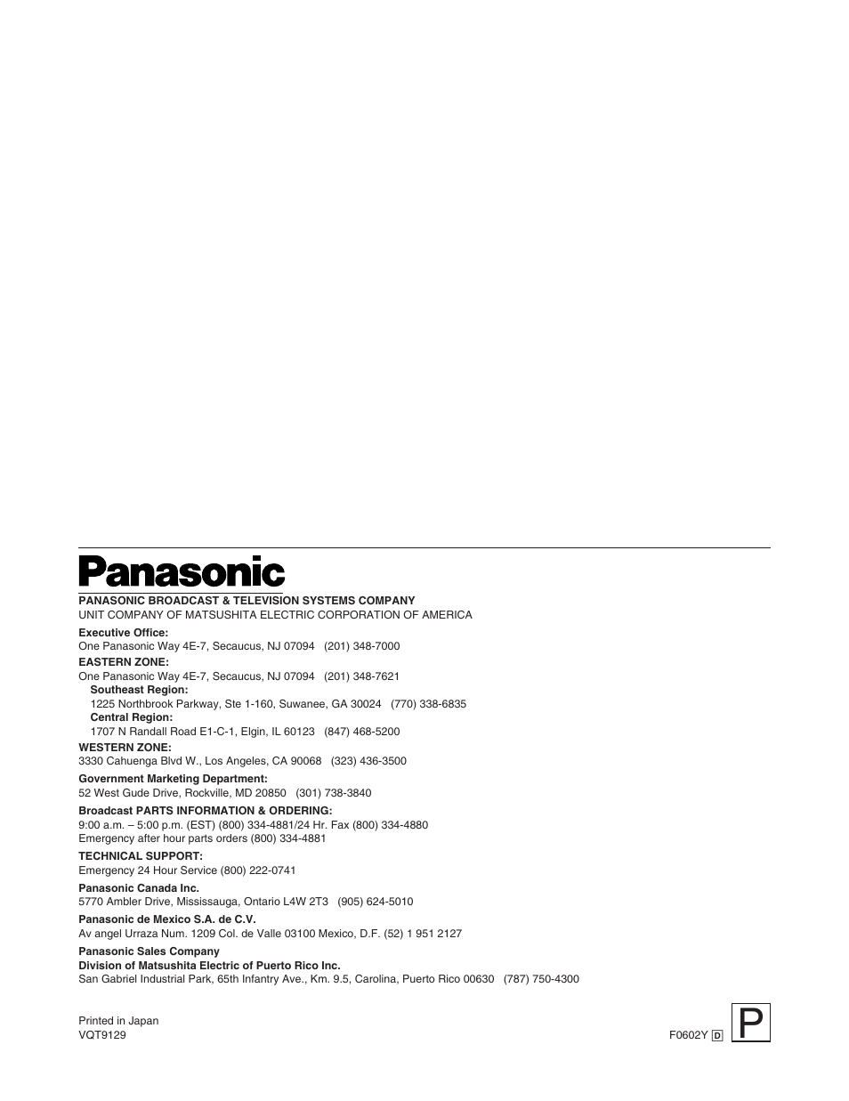 Panasonic AW-DU600 User Manual | Page 24 / 24