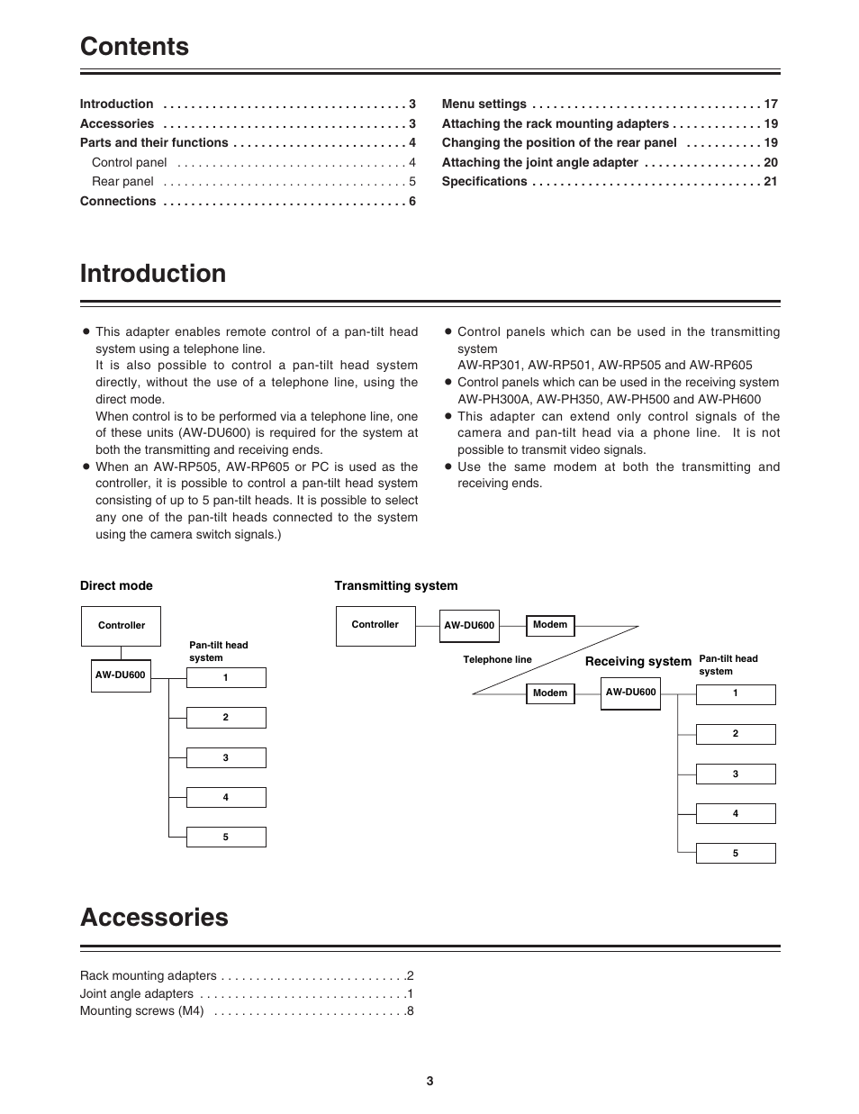 Panasonic AW-DU600 User Manual | Page 3 / 24