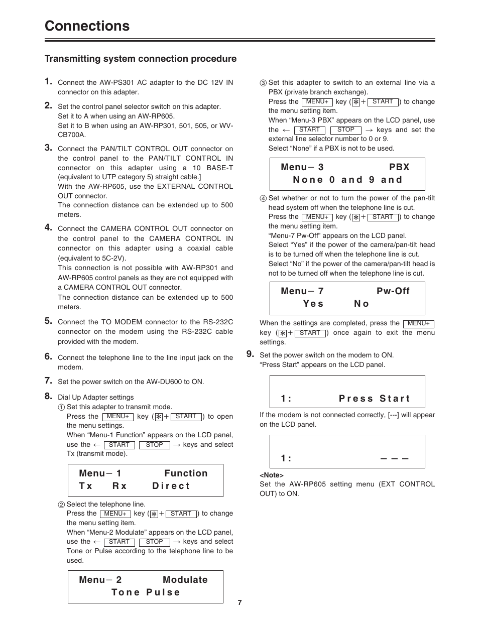 Connections | Panasonic AW-DU600 User Manual | Page 7 / 24