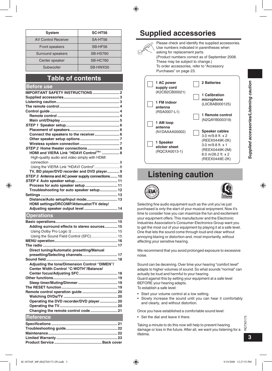 Panasonic SCHT56 User Manual | Page 3 / 24