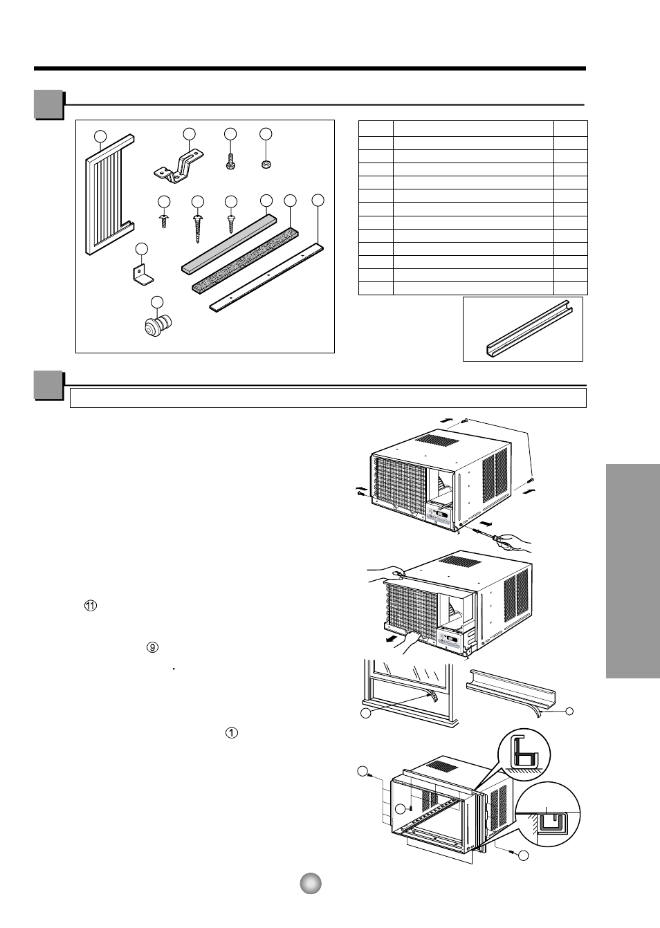 Installation kits contents, Suggested tool requirements, Features and installation | Preparation of chassis | Panasonic CW-XC120HU User Manual | Page 11 / 35