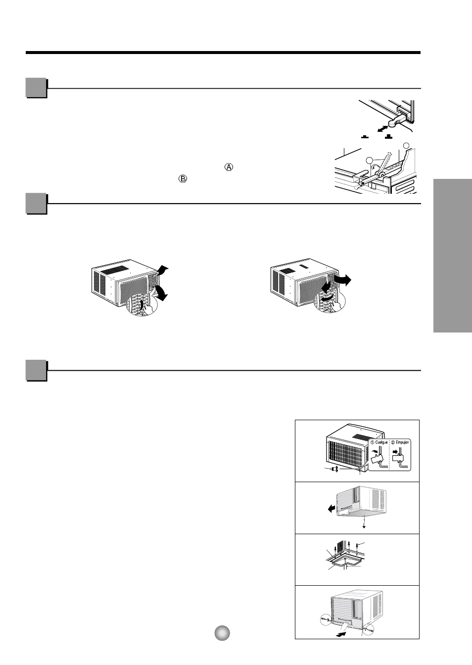 Ventilacion, Como controlar la direccion del aire, Como installar el tubo de desague | Como installar el tubo de desagüe, Ventilación, Instrucciones de funcionamiento, Controles adicionales e informacion importante | Panasonic CW-XC120HU User Manual | Page 23 / 35