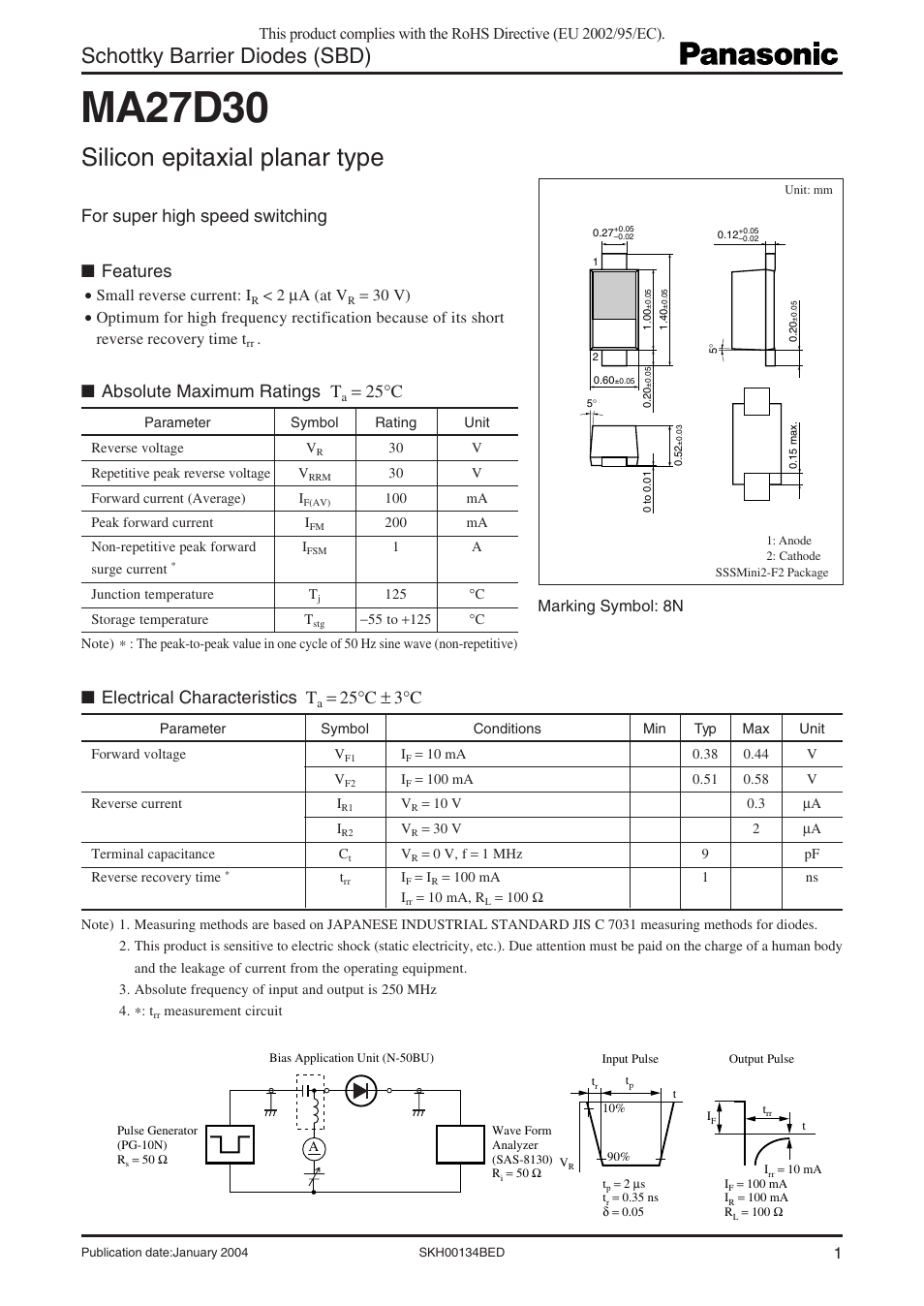 Panasonic MA27D30 User Manual | 3 pages