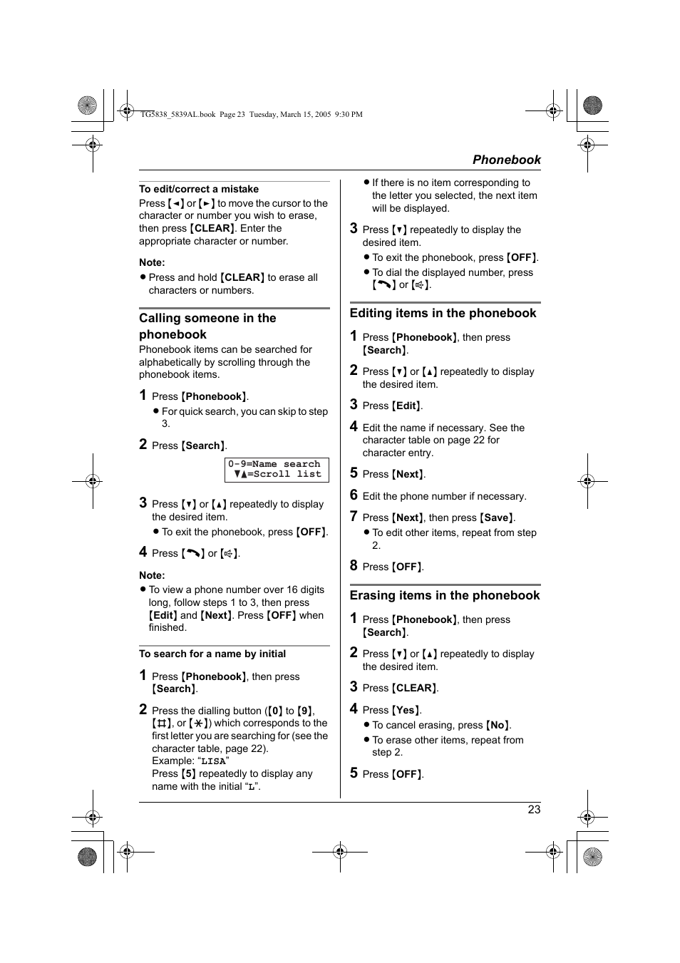 Panasonic KX-TG5839AL User Manual | Page 23 / 68