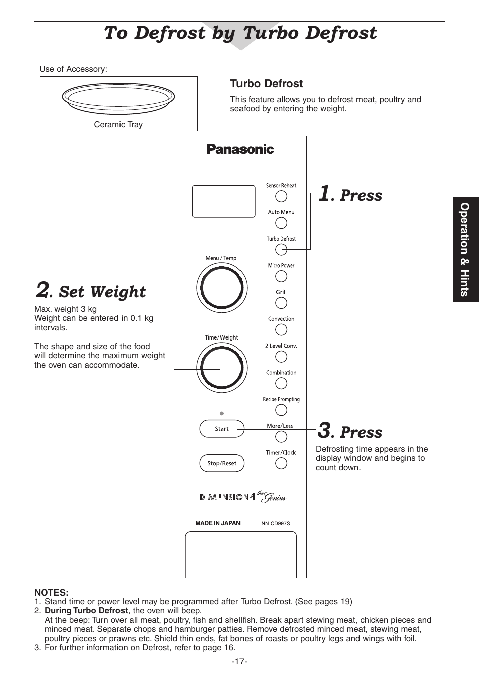 Set weight, Press | Panasonic NN-CD987W User Manual | Page 19 / 35