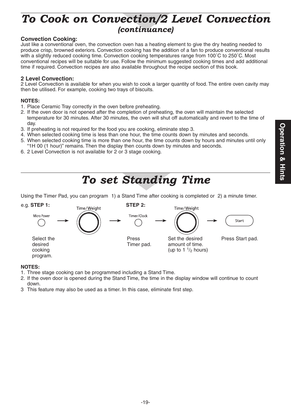 Continuance), Operation & hints | Panasonic NN-CD987W User Manual | Page 21 / 35