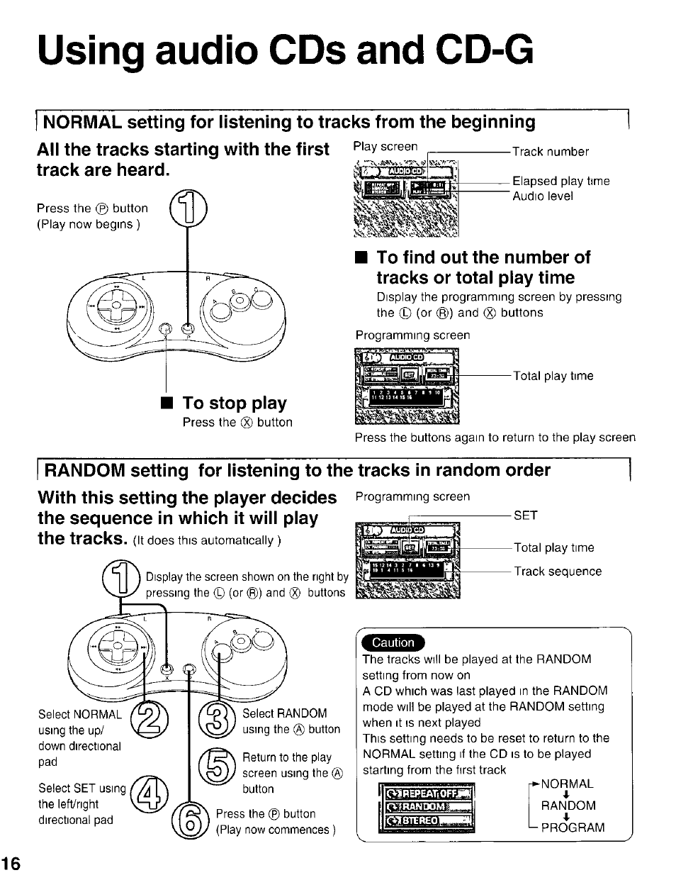 Using audio cds and cd-g, The sequence in which it will play the tracks | Panasonic 3DO INteractive Multiplayer FZ-10 User Manual | Page 16 / 20