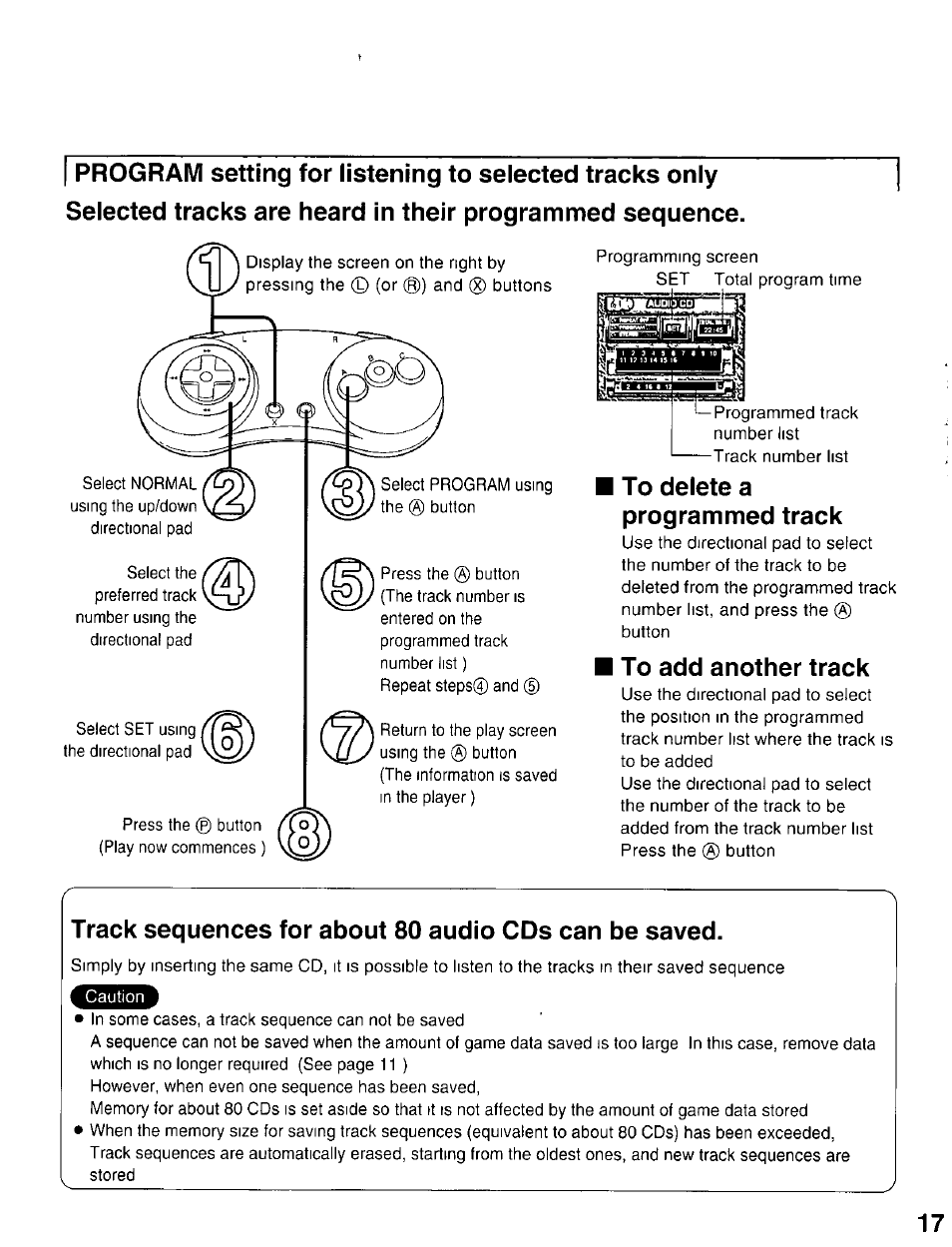 To delete a programmed track, To add another track | Panasonic 3DO INteractive Multiplayer FZ-10 User Manual | Page 17 / 20