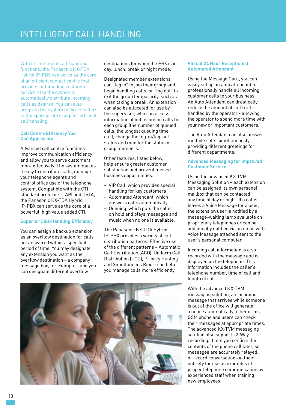 Intelligent call handling | Panasonic KX-TDA30AL User Manual | Page 10 / 16