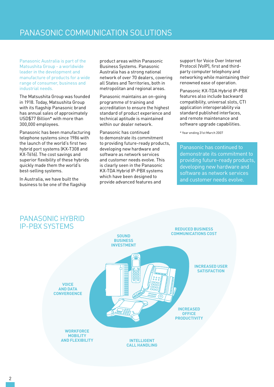 Panasonic communication solutions, Panasonic hybrid ip-pbx systems | Panasonic KX-TDA30AL User Manual | Page 2 / 16