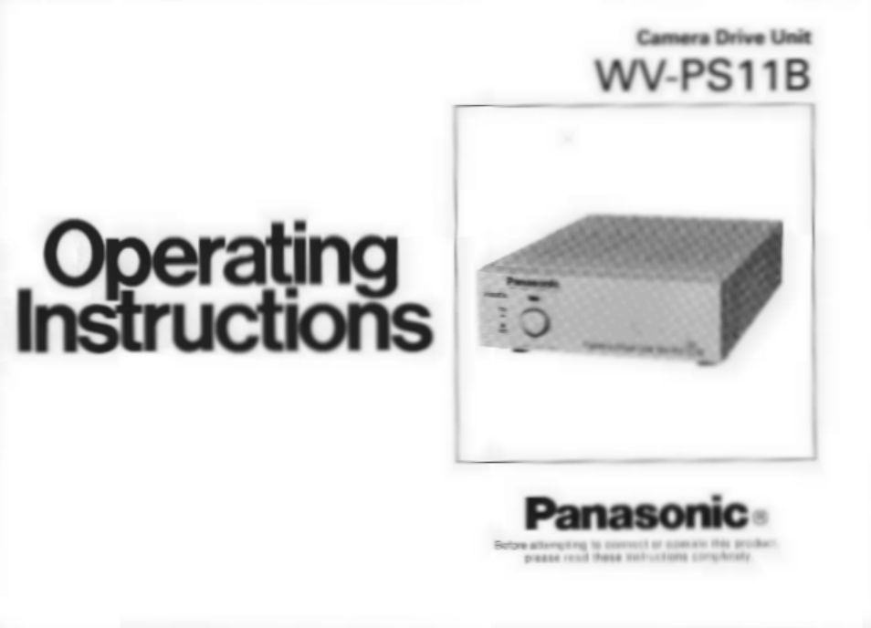 Panasonic WV-PS11B User Manual | 12 pages