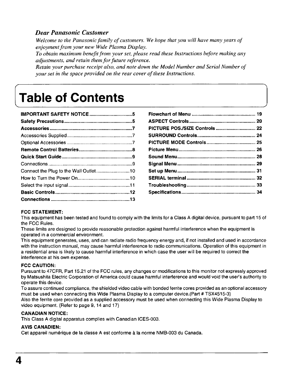 Panasonic PT 37P1 User Manual | Page 4 / 36