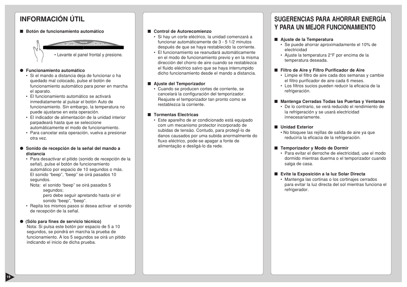 Información útil | Panasonic CU-C24BKP6 User Manual | Page 20 / 22