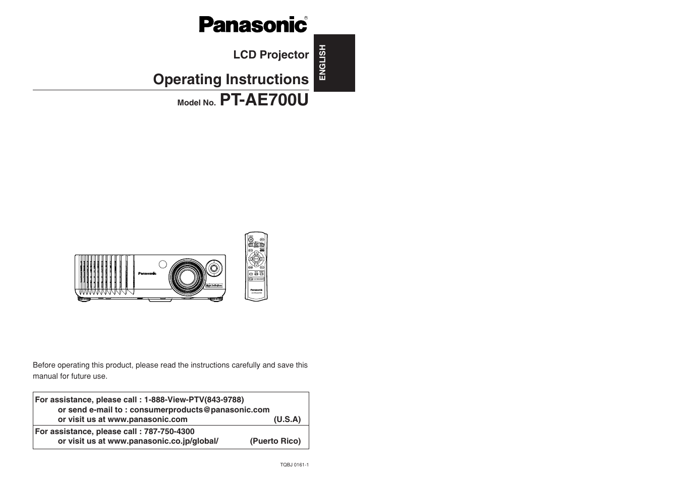 Panasonic PT-AE700U User Manual | 32 pages