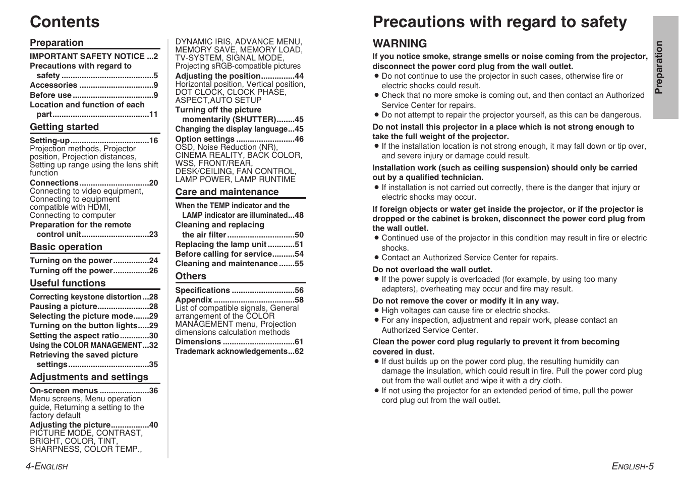 Panasonic PT-AE700U User Manual | Page 3 / 32