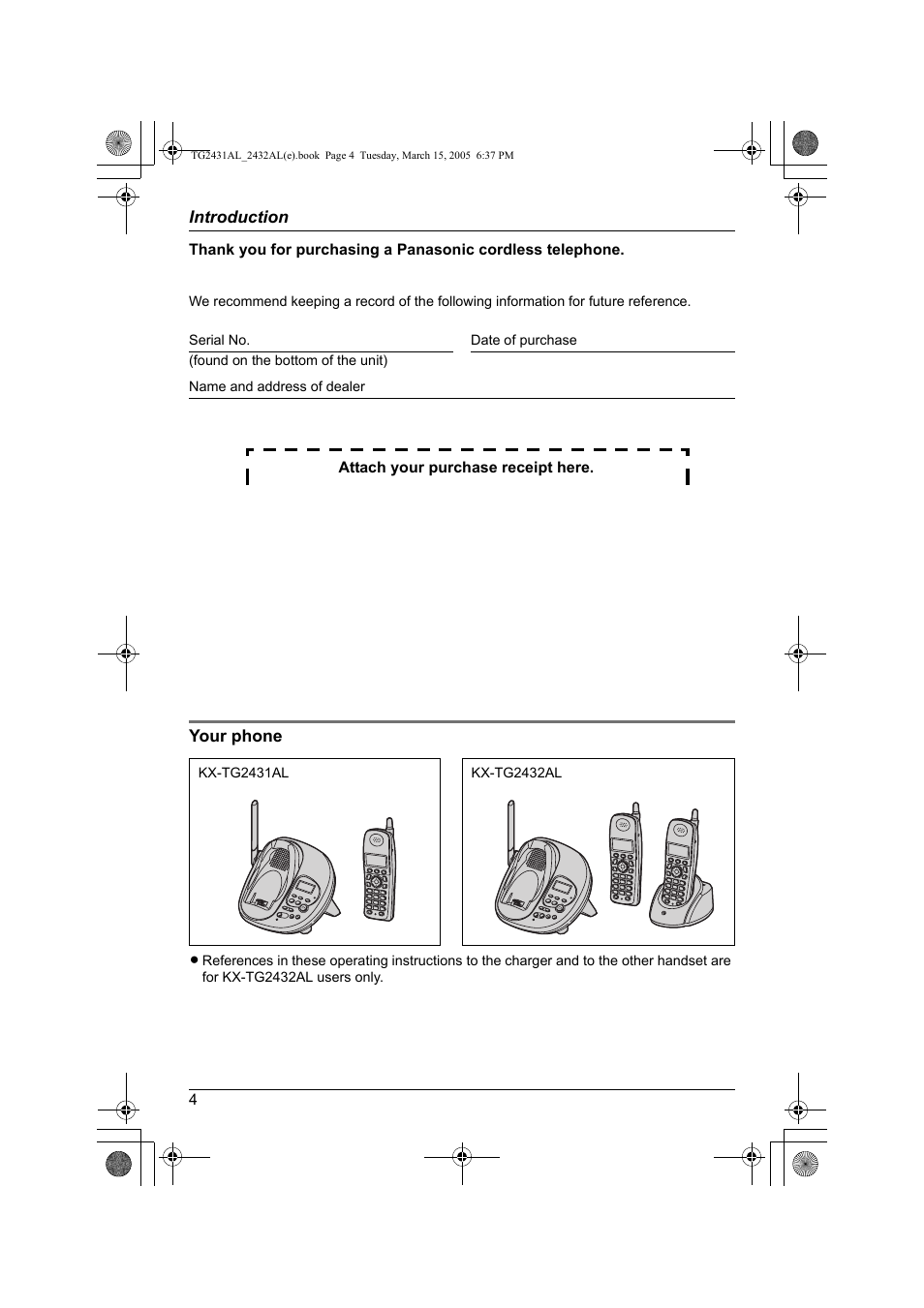 Panasonic KX-TG2432AL User Manual | Page 4 / 64