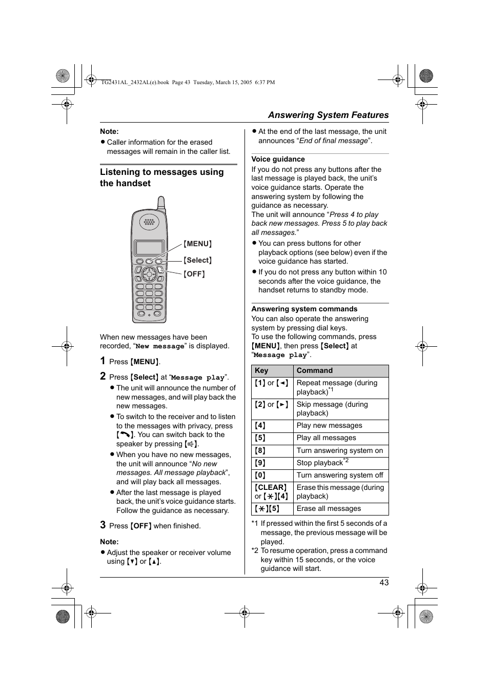 Panasonic KX-TG2432AL User Manual | Page 43 / 64