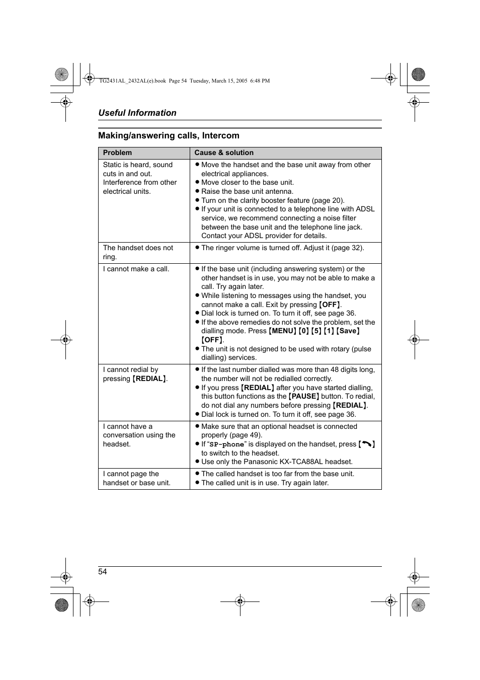 Panasonic KX-TG2432AL User Manual | Page 54 / 64