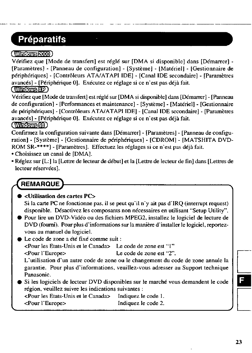 Préparatifs | Panasonic CF-VDD723 User Manual | Page 23 / 28