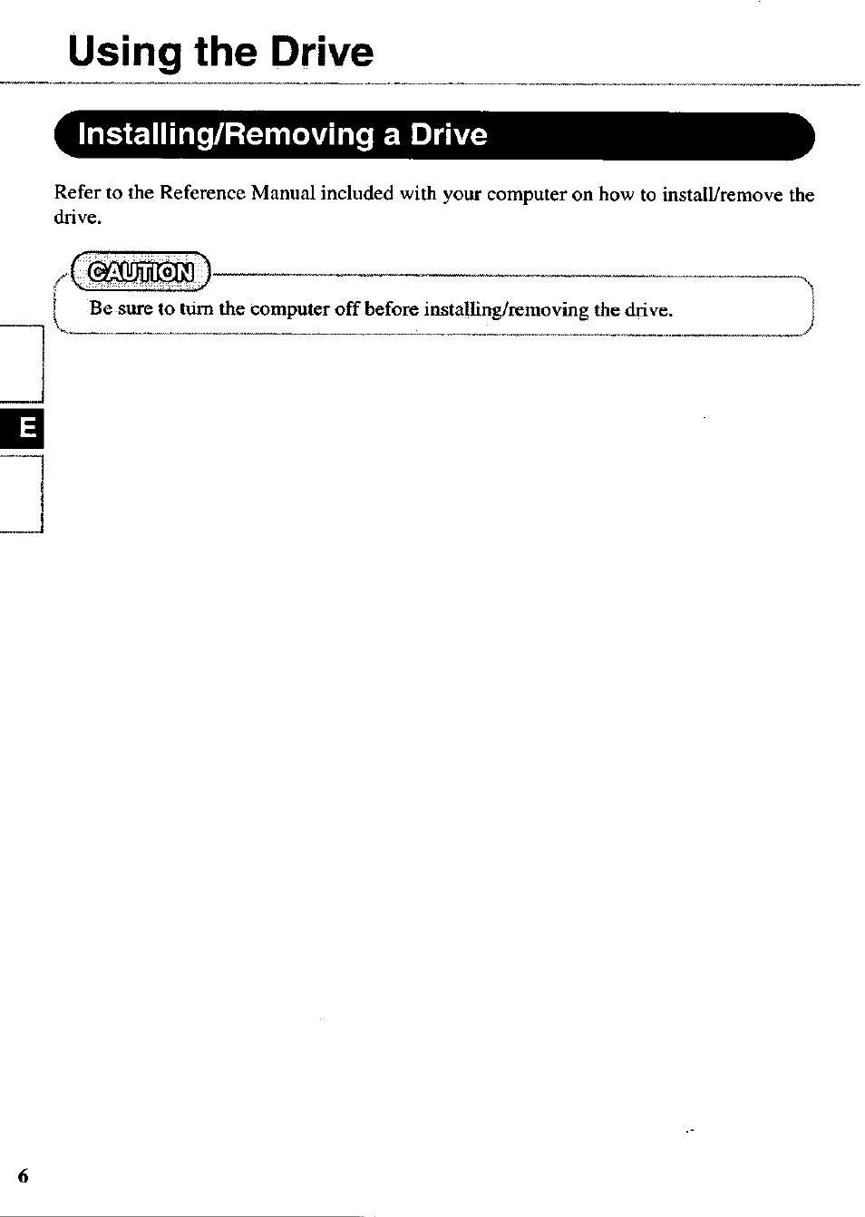 Using the drive, Installing/removing a drive | Panasonic CF-VDD723 User Manual | Page 6 / 28