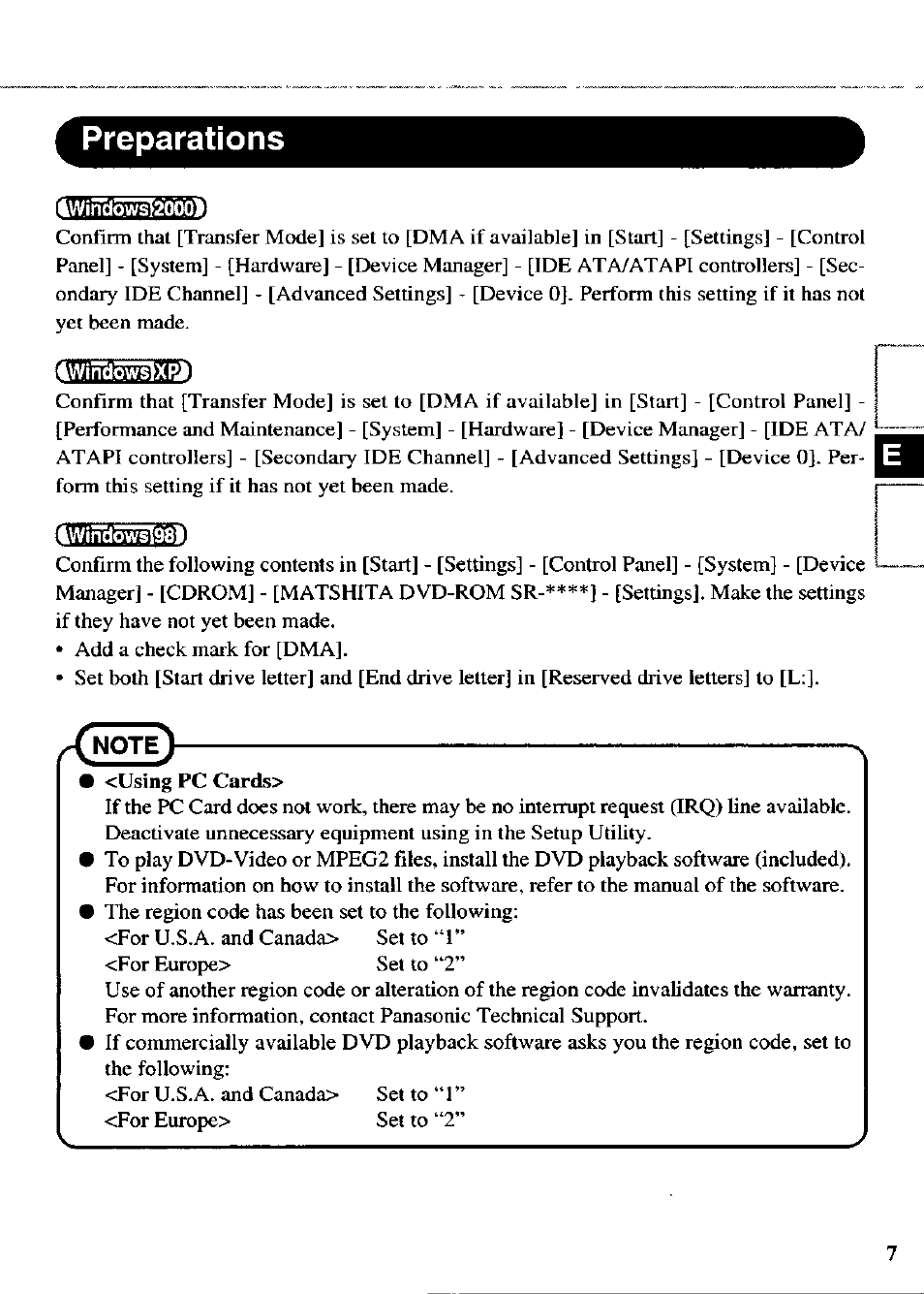Preparations, 4windos20(kw | Panasonic CF-VDD723 User Manual | Page 7 / 28