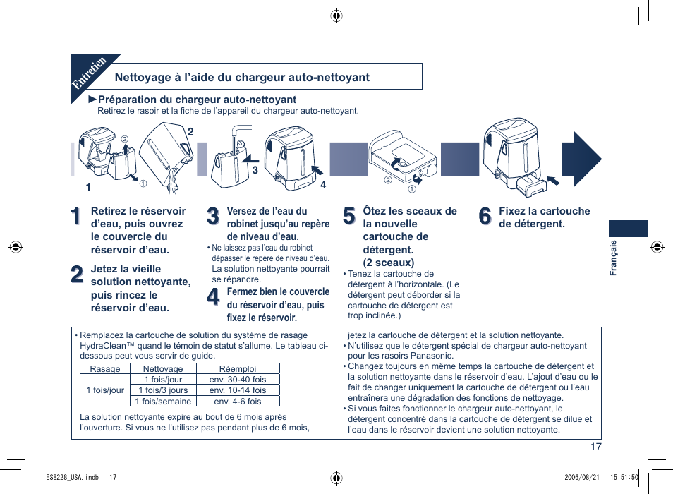 Entr etien | Panasonic ES8228 User Manual | Page 17 / 32