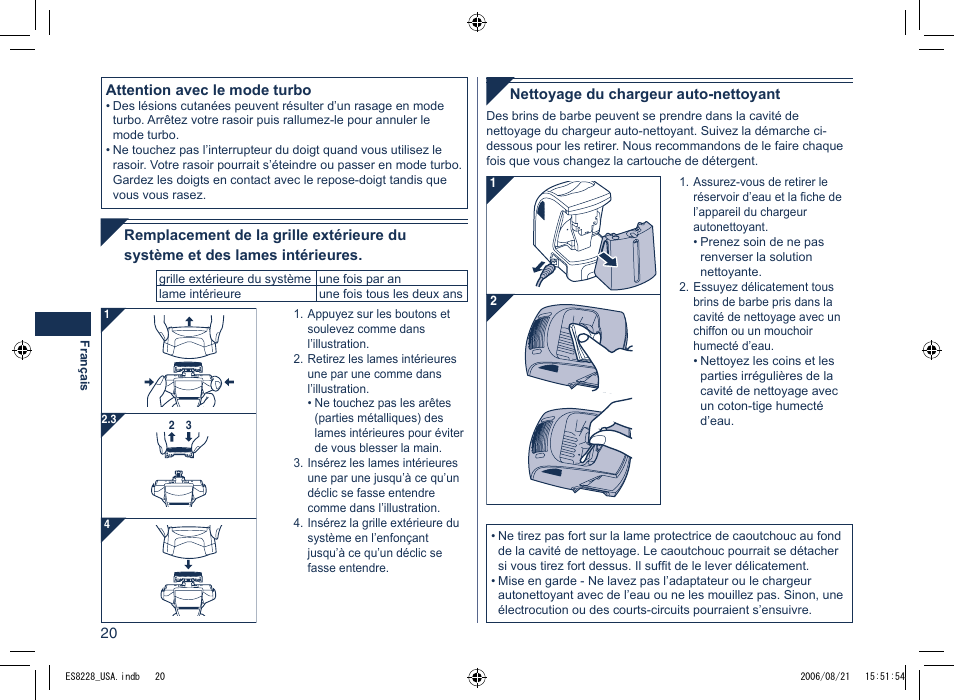 Panasonic ES8228 User Manual | Page 20 / 32