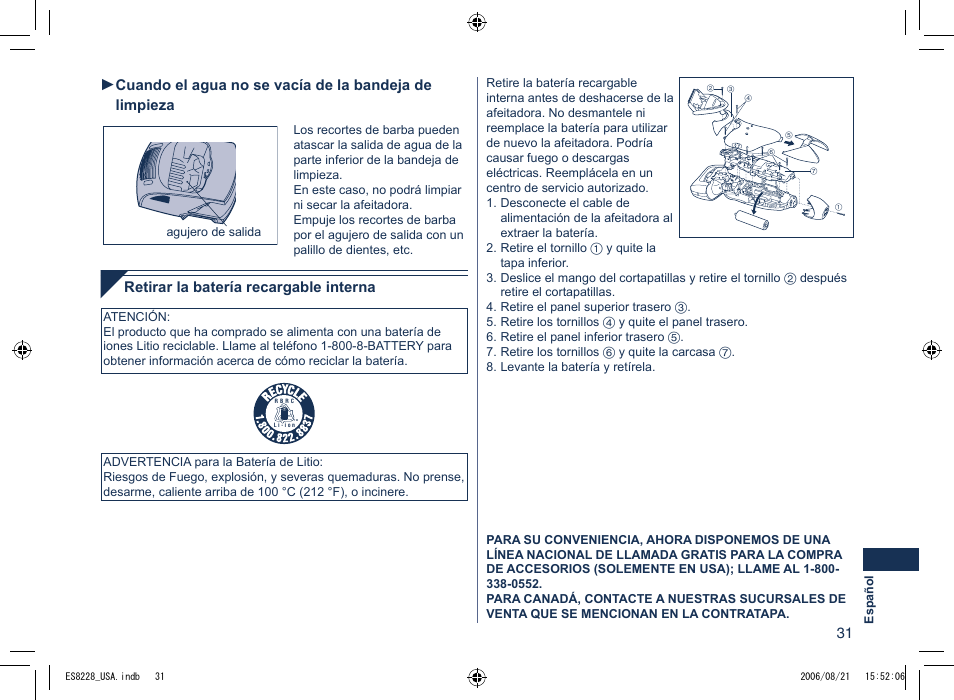 Panasonic ES8228 User Manual | Page 31 / 32