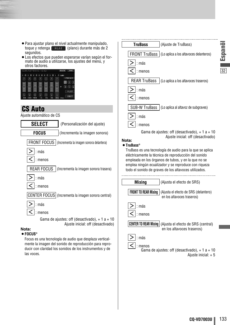 Cs auto, Espanõl, Select | Panasonic CQ-VD7003U User Manual | Page 133 / 150