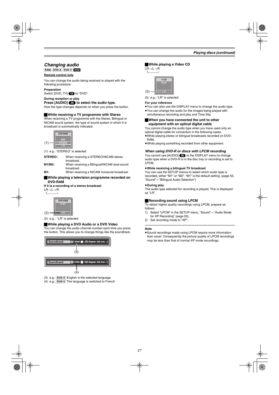 Changing audio | Panasonic DMR-E60 User Manual | Page 17 / 74