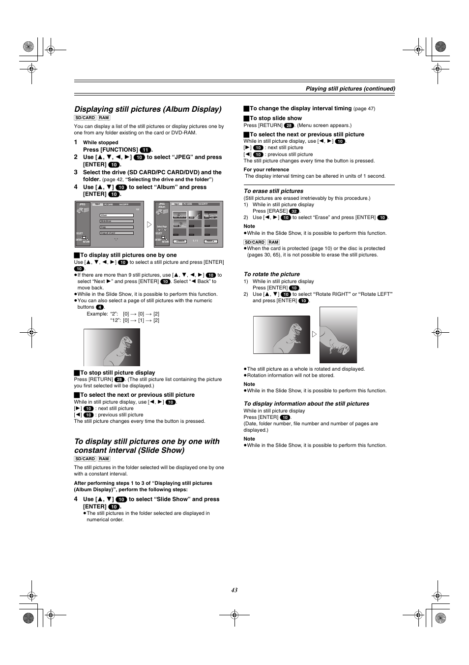 Displaying still pictures (album display) | Panasonic DMR-E60 User Manual | Page 43 / 74
