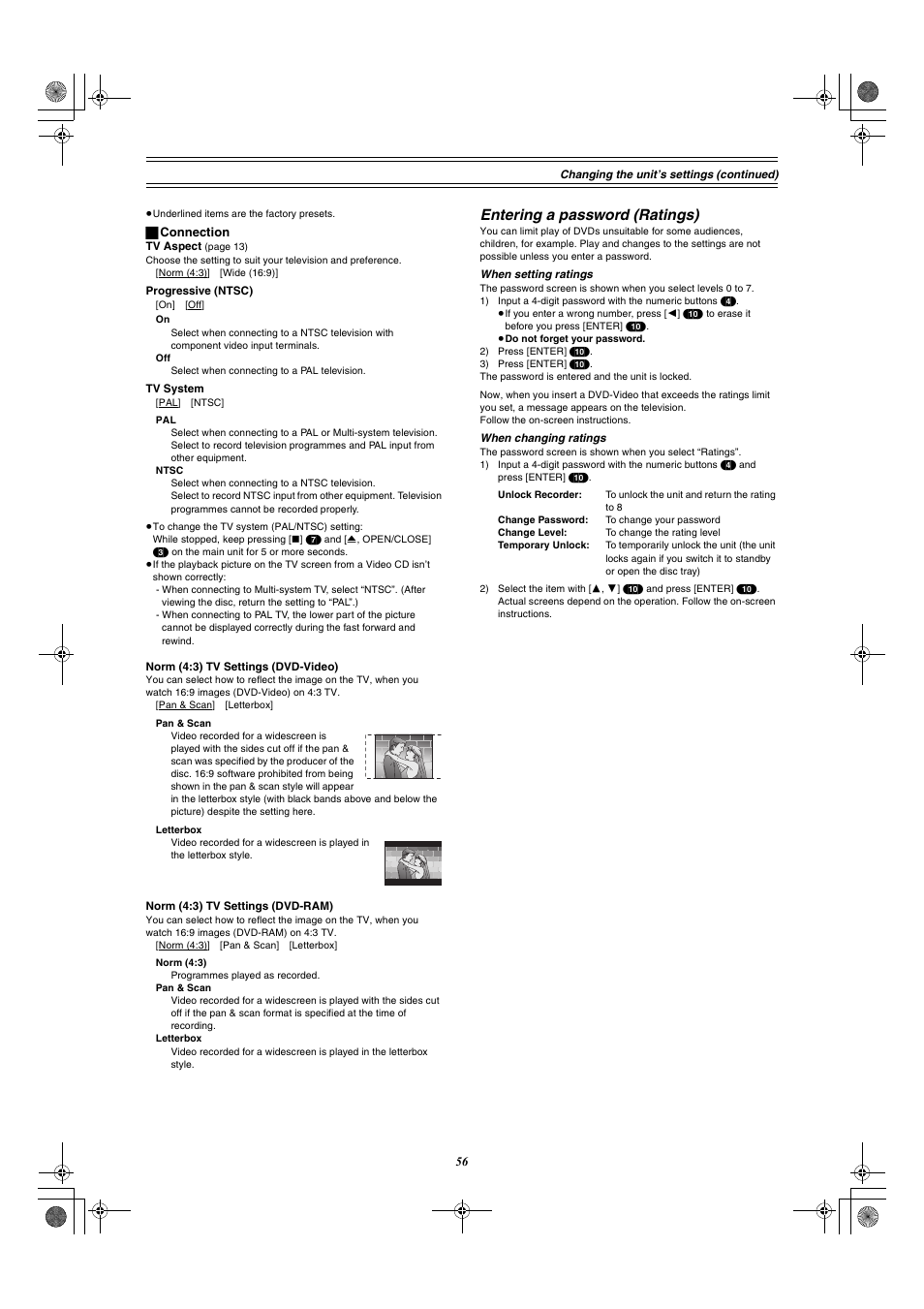 Entering a password (ratings) | Panasonic DMR-E60 User Manual | Page 56 / 74