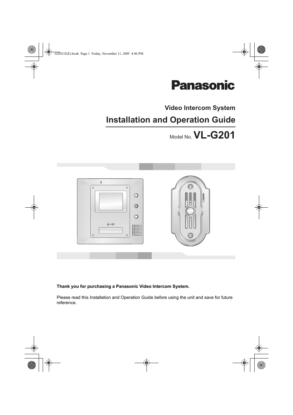 Panasonic VL-G201 User Manual | 40 pages