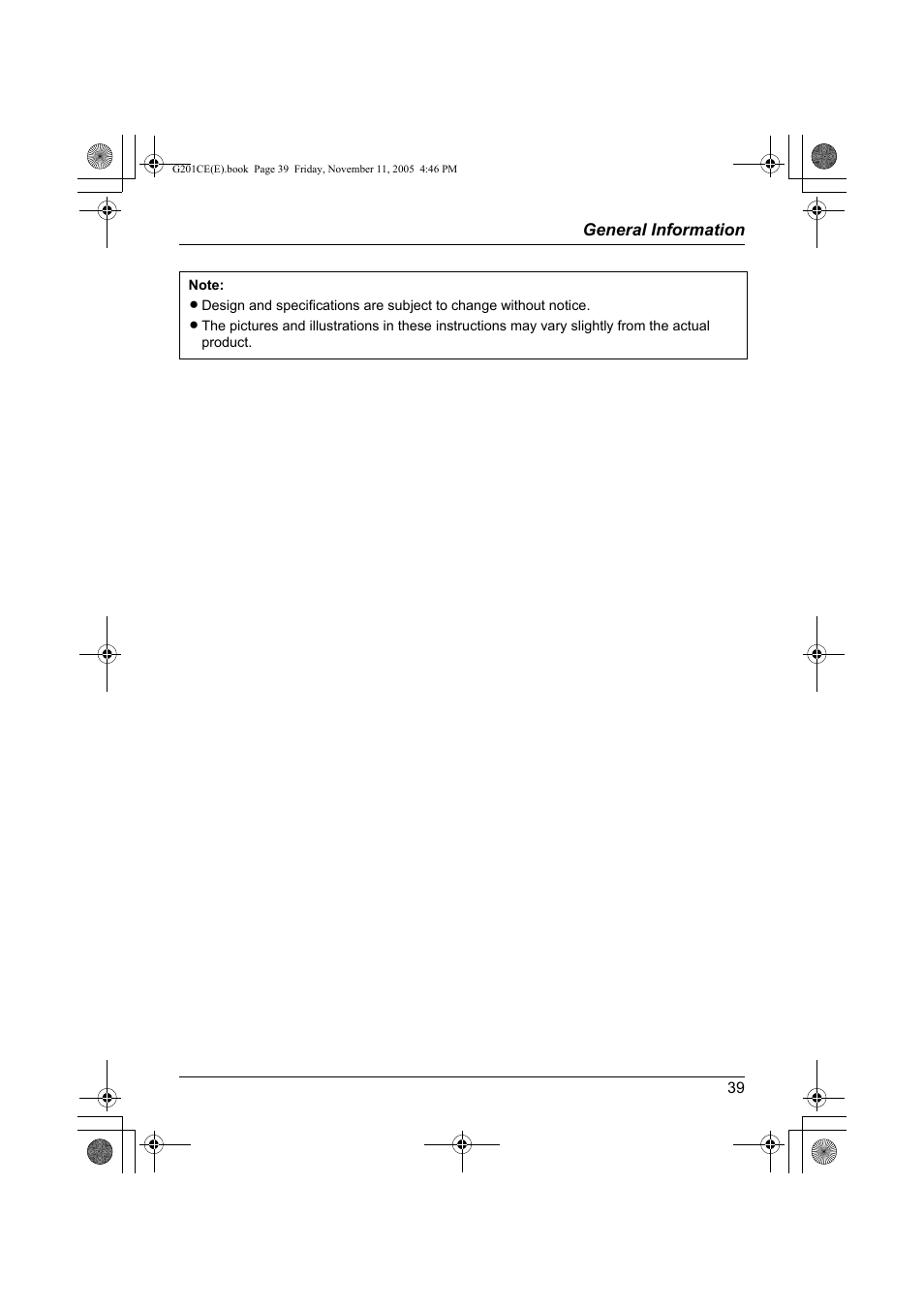 Panasonic VL-G201 User Manual | Page 39 / 40