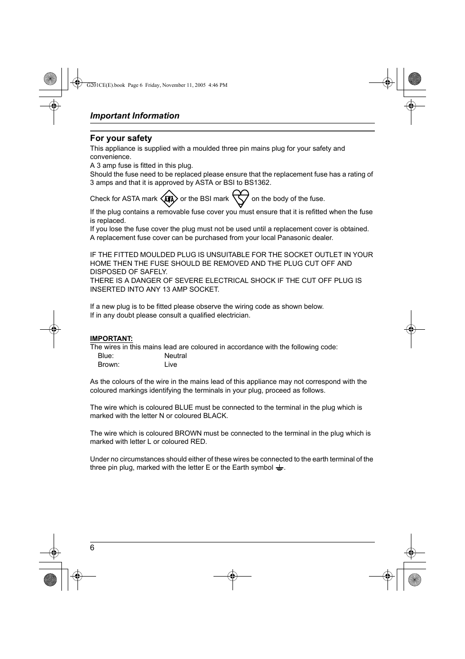 Panasonic VL-G201 User Manual | Page 6 / 40