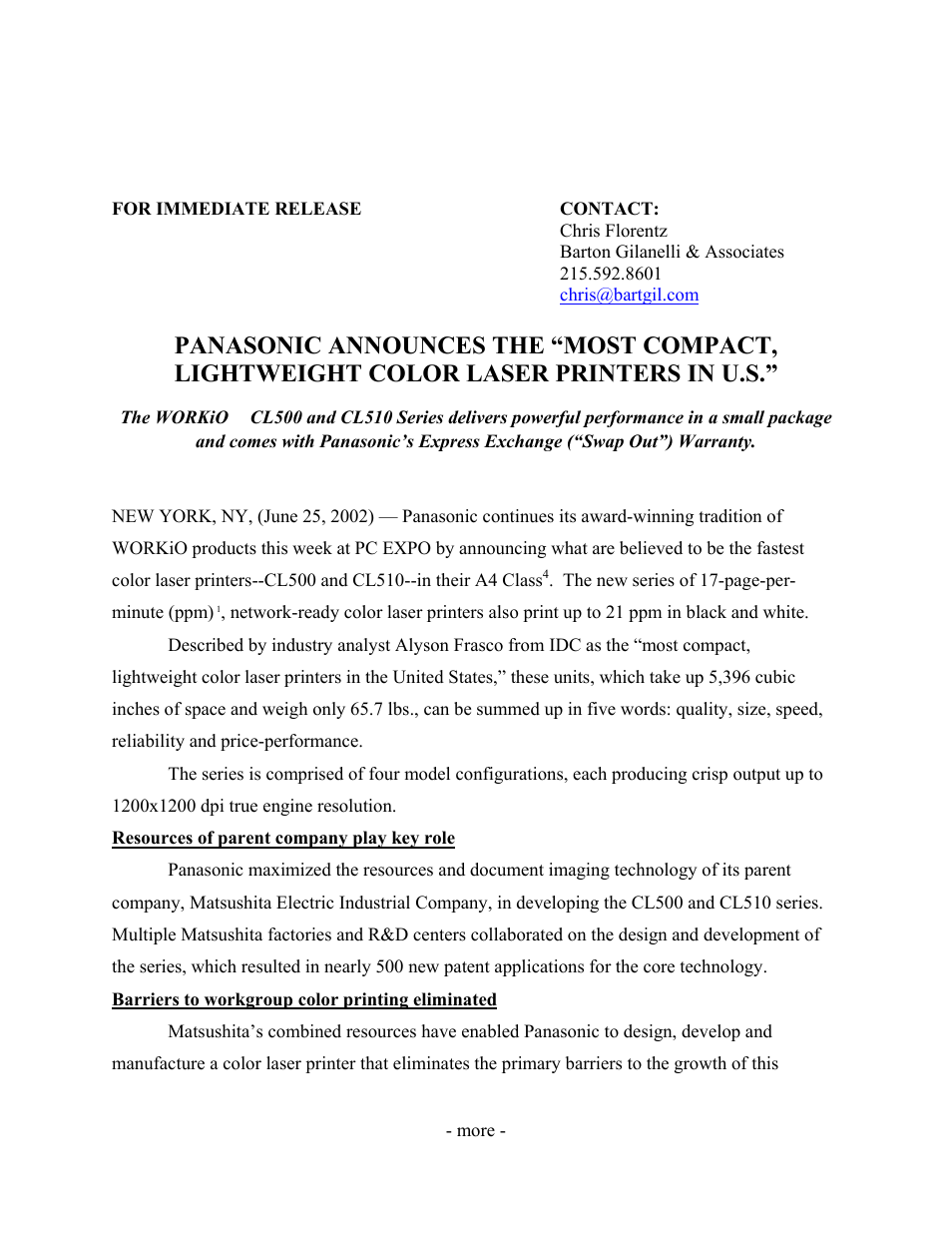 Panasonic WORKIO CL510 User Manual | 5 pages