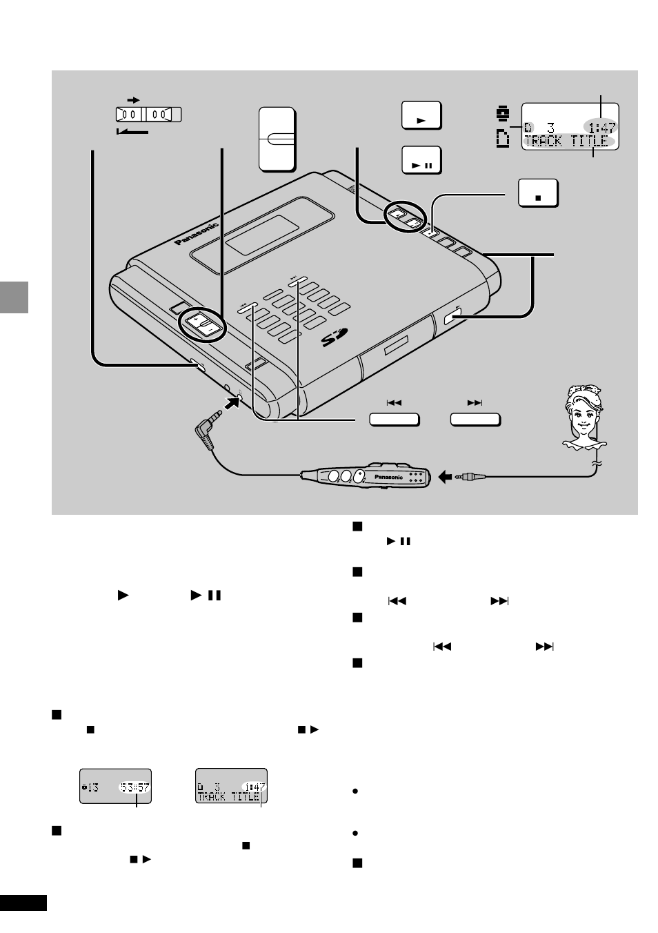 Playback, Playing cds and sd cards, Skipping tracks | Searching through tracks, Resume, Auto power off, 5 adjust the volume, Volume, Opr off function | Panasonic SV-SR100 User Manual | Page 10 / 24