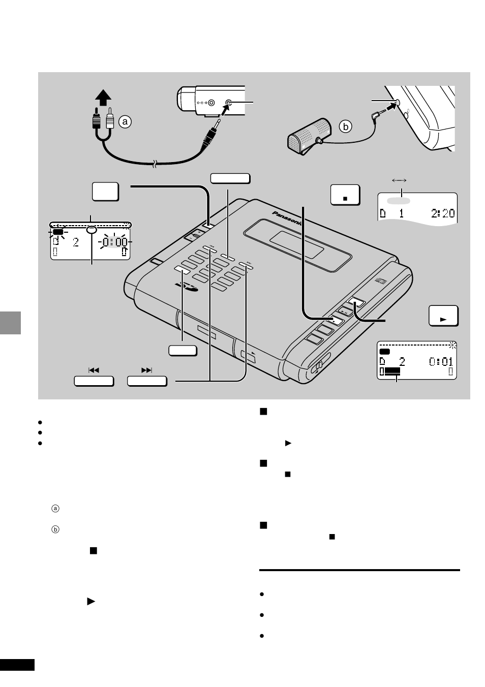 Recording from a microphone and other equipment, Main unit only), Recording | Line in] [mic, Opr off function | Panasonic SV-SR100 User Manual | Page 14 / 24